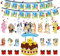 Decoraciones para fiesta de cumpleaños Banner de feliz cumpleaños Blue Cake Toppers Colgante Remolino Suministros para fiestas Decoraciones