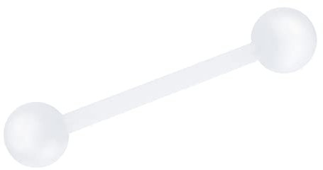 Treuheld® Piercing Stab aus Kunststoff | Farbe: Weiß | Größe: 1,6mm x 16mm (Kugeln: 5mm)