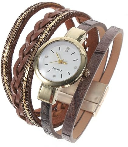 UKCOCO Vintage Uhren für Frauen Armbanduhr Casual Bohemian Style Quarzuhr Stilvolle Doppel Wrappy um Armbänder Uhr mit Magnetverschluss