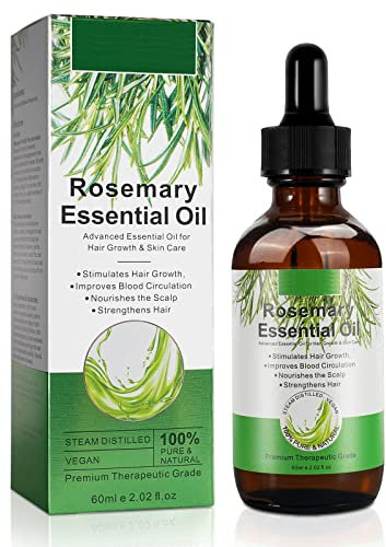 Rosemary Oil for Hair Growth & Skin Care, Hair Loss and Hair Regrowth Treatment, Stimulates Hair Growth, Improves Blood Circulation for Men and Women 4.04 Oz (60ML)