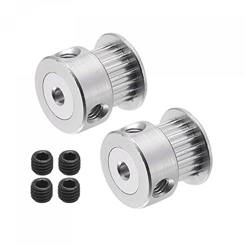 sourcing map 2 Stück 20 Zähne 3mm Bohrung Zahnrad Aluminium Synchronrad Silber für 3D Drucker Gürtel CNC Maschine