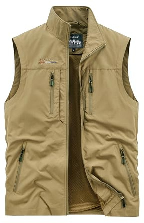 Oralidera Men's Casual Lightweight Photography Gilet Outdoor Fishing Vest Multi-pocket Waistcoat Quick Dry Breathable Sleeveless Jacket Gilet
