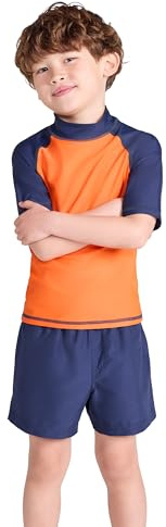 Mountain Warehouse Rashguard für Kinder - Kurzarm-Schwimmshirt, Jungen und Mädchen mit LSF 50+ UV-Schutz - Frühling, Sommer Dunkel-Orange (Schlicht) Kinder 140 EU (9-10 Jahre)