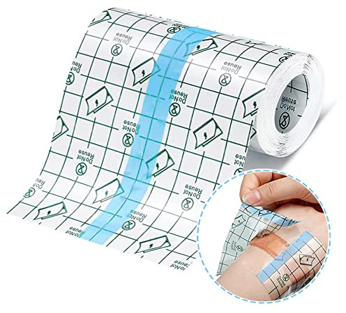 YeahBoom Wasserdicht Transparent Bandage,10cm*5m Wasserdichtes Pflaster,Selbstklebender Verband Tattoo,Wasserdichte Pflaster Nach OP,Medizinische Pflaster,Wasserdichtes Pflaster Rolle,Wundauflage