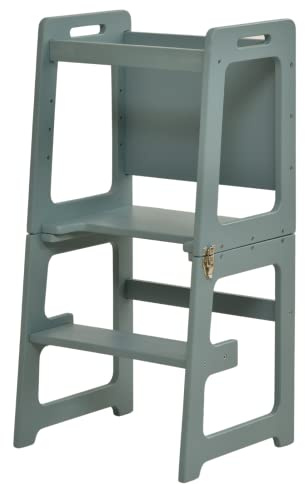 Avenlur Date 4 in 1 Faltbarer Turm - Kleinkind Tritthocker mit Kreidetafel, Schreibtisch und Stuhl - Waldorf & Montessori Küchenhocker für Kleinkinder 18 Monate bis 6 Jahre