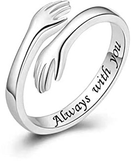 Gilieyer Umarmung Ringe, Verstellbare Ringe für Frauen Umarmung Hände Paare Finger Ringe Umarmungen Silber Offener Ring Schmuck für Frauen Männer