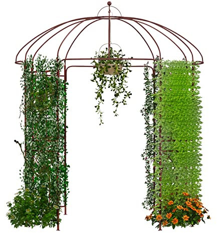 RELAX4LIFE Rosenbogen, Gartenbogen Metall, Jasmin Hochzeitsbogen, Rankhilfe Rankgitter Rankbogen Rosenpavillon für Kletterpflanzen & Hochzeit & Party (Bronze, 211 x 211 x 256 cm)