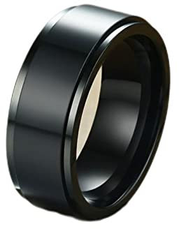 WSZJLN 8mm Rotatable Basic Ring for Men Black Stainless Steel Casual Male Anel Stylish Punk Spinner Alliance Jewelry-7,8mm Smooth Black