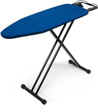 Duwee Tabla de planchar con cubierta resistente al calor, tabla de planchar plegable de altura ajustable, almohadilla de fieltro gruesa, patas fuertes, patas pesadas y resistentes, azul, 33 x 96 cm