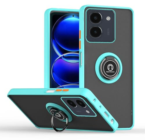 SEAHAI Hülle für VIVO Y36 4G, Mattiert Durchscheinend Hart PC Zurück und Weich TPU Silikon Doppelter Schutzhülle Stoßfest Handyhülle mit 360 Grad Ring Ständer, Himmelblau