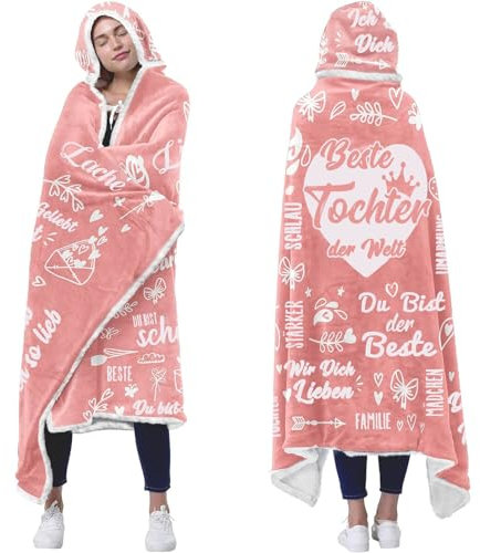 ZQYMM Geschenk für Tochter, Sherpa Fleece Decke mit Ärmeln als Geschenke für Tochter von Mama Papa, Beste Tochter Geschenk, Weihnachten Geburtstagsgeschenk für Tochter