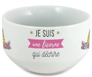 Bol personalisé prénom pour petit déjeuner modèle Licorne qui déchire - Idée cadeau pour princesse passionnée de licorne