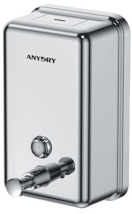 anydry Seifenspender zur Wandmontage, 1100 ml großes Fassungsvermögen, manueller Seifenspender aus Edelstahl Polieren AD1003