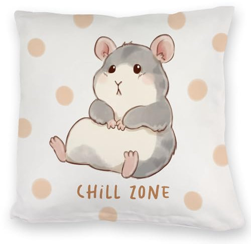 speecheese Hamster Kuschelkissen mit Spruch Chill Zone EIN bequemes DekoKuschelkissen für das Sofa lustiges Kindergeburtstag Kuscheliger Kuschelkissen bezug Bedruckt Haustier Tiermotiv