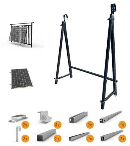 Home Trends® Befestigung Solarmodul PV Halterung Solarpanel Befestigung Balkonkraftwerk Aluminium Schwarz Montageset 10°-30° für Boden/Dach/Balkon/Geländer mit 0% Mwst