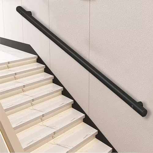 Lanmmraifc Edelstahl-Handläufe für Treppen, Moderne Treppengeländer für die Wandmontage im Innen- und Außenbereich, Heimdekoration, Treppendeck-Handläufe, Mattschwarz (Size : 250cm)
