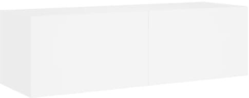 vidaXL Mobile TV a Parete con Luci LED Bianco 100x35x31 cm