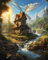 PIPISKY Malen-nach-Zahlen-Set,Eine wunderschöne alte Mühle in der Nähe des Flusses,Die Zukunft der Kunst:Überraschungen und Emotionen mit digitaler Ölmalerei,40x50cm,Ohne Rahmen
