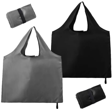 Lot de 2 Sac de Courses Pliable,56 × 43cm Sacs à Provisions Réutilisables,Sacs de Courses et Cabas,Sac de Course Lavable,Sac Pliable Courses Poche,Sac Courses Pliable,Sac de Courses Noir & Gris