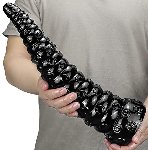 TPTOP Monster XXXL Dildo Realistischer Anal Dildo Penis mit Saugnapf, 38cm Extra Großer Oktopus Tentakel Dildos Anal Plug Analdildo Analsexspielzeug für Männer und Frauen,Schwarz-38cm