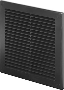 Awenta Plastic Air Vent Grille Cover 200x200mm 8x8 inch, Black with Insect Grid Fly Net, Screw Hole Covers for Better Look