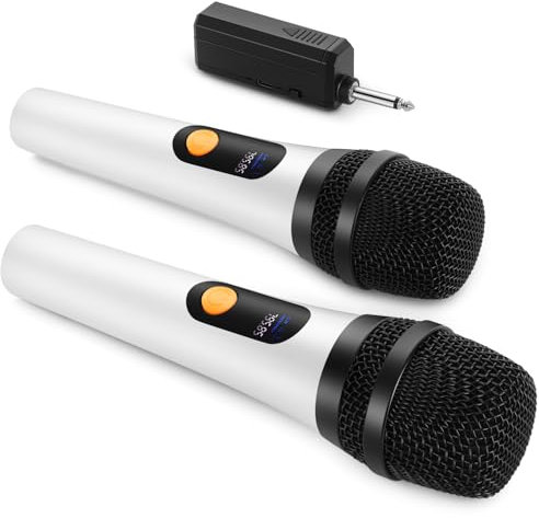 Microphone sans Fil, FOLTUSMY Double Micro sans Fil Dynamique Numérique avec Récepteur Rechargeable, Portée 60M, Microphone pour Chant, karaoké, Réunion, Église, Mariage