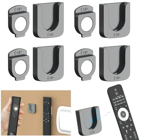 DabbOo 4 Piezas Remoto de Pared Soporte Magnético para Control Remoto Universal de Perforación Soporte Autoadhesivo para Control para Hogar, Oficina, Escuela(Gris)