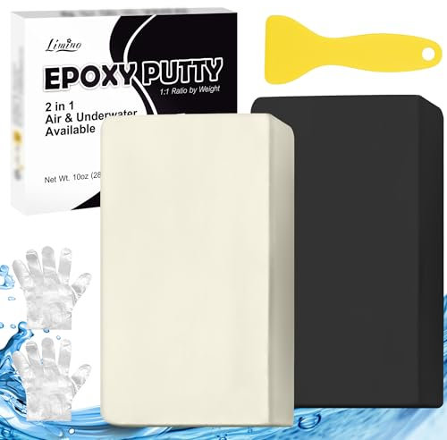 Stucco Epossidico, 280g di Riparazione Rapida Piscina Stucco, Sott'acqua o Sopra Putty Epossidico - 2 Parti di Argilla Epossidica Scultura per Incollare Metallo, Ceramica, Plastica (Nero)