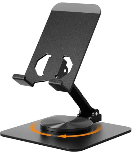 Euqvunn Base Stabile Porta Cellulare Da Tavolo Regolabile in Altezza Supporto Telefono, Rotazione Libera a 360° Supporto Telefono Scrivania, Universale Supporto Cellulare Da Tavolo