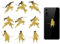 OLYCRAFT 9 Stück 4x4cm Goldene Metallaufkleber Ninja Metallaufkleber Selbstklebende Aufkleber Schwertkämpfer Silhouette Epoxidaufkleber Pyramidenaufkleber Für DIY Scrapbooks Epoxidharz Dekoration