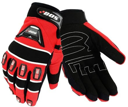 WMW WALI MOTO WEAR Motorradhandschuhe Fahrrad Sport Gloves Sommer Motorrad Handschuhe Vollfinger Fahrradhandschuhe Männer Kompatibel MTB Handschuhe für Herren Damen (RED, L)