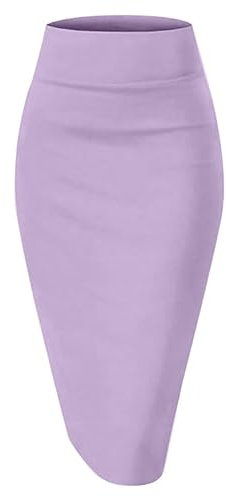 TRENDMALLS Gonna formale da donna, lunghezza al ginocchio, con fascia elastica in vita, per ragazze e donne, Viola, XS