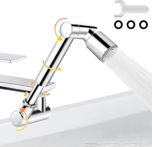 GOHHME Aeratore Rubinetto 1440° Girevole 2 Modalità di Spruzzo, Estensione Universale con Adattatore per Cucina e Bagno Rompigetto Rubinetto Bagno Doccino per Lavandino Cucina