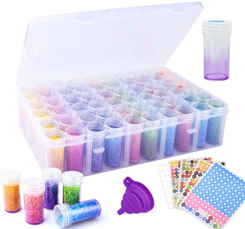 KIMIGO Diamond Painting Accessoires Boite de Rangement,Boîte de Rangement Diamant,Boite de Rangement Diamond Painting Accessoires avec Entonnoir et Autocollant,pour Art Craft 5D Peinture Diamant