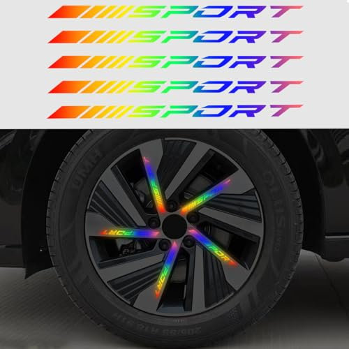 20PCS Universal reflektierende Felgenaufkleber, Nacht-Sicherheits-Dekorstreifen für Autofelgen,Sport-Logo reflektierende Aufkleber,Motorrad Auto Fahrrad Rad Nacht reflektierende Aufkleber (mehrfarbig)