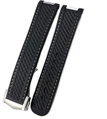 CWZZWS 20mm Rubber Silicone Watch Strap Fit For Omega Moon Watch Speedmaster AT150 Seamaster 300 Steel Buckle Watchband Bracelets Rose Gold Buckle