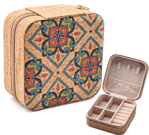 Schmuckkästchen Klein Tragbare Schmuckschautulle Mini Schmuckbox Reise Jewelry Box für Unterwegs Schmuckaufbewahrung Organizer Von Halskette Ring Armband Ohrringe Schmuck-Reiseetui Aus Für Damen (2)