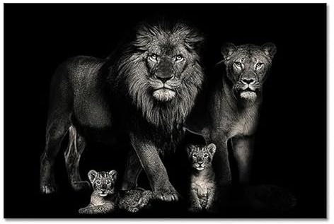 Baibexing Moderne Löwenfamilie Wandkunst Dekoration Malerei Leinwanddruck Poster Natur Löwe Wandbild Bilder Für Wohnzimmer Wohndekoration A9 40X50Cm Kein Rahmen