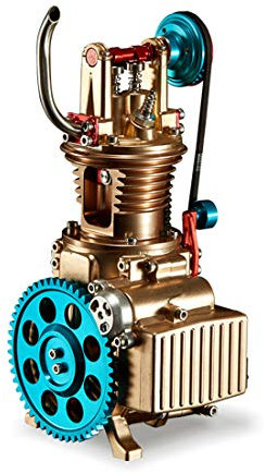 CreativeBlocker Mini Engine Kit Functional DIY Metal Single Cylinder Car Engine Kit Adults, Engine Steam Engine Model, Experiment Box Science Gift (130+PCS)