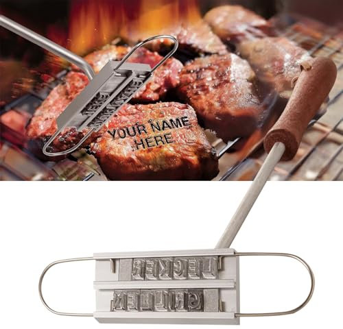 Grill Brandeisen Steak Brandeisen mit 55 austauschbaren Buchstaben Multifunktions BBQ Zubehör mit Holzgriff zum Branding Steaks, Burger, Fleisch