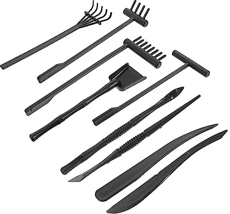 NUOBESTY 9pcs Sand Rake Zen Garden Tools Mini Rack Mini Zen Garden Accessories Gong Bonsai Sand Table Accessories Sand Tray Rake for Zen Garden Lid Sandbox Zen Garden Supplies Black Plastic
