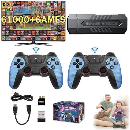 MIGEDY 2025 Nouveau Game Stick 4k 60,000 Jeux, Console de Jeu rétro intégrée à Plus de 60,000 Jeux, Plug & Play TV vidéo Retro Gaming Stick for Tout Le Monde(256G)