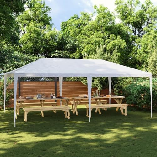 IKAYAA Partyzelt 4 x 6 m Weiß, Gazebo, Party Zelt, Pavillon, Gartenzelt, Pavillons, Gartenpavillon, Pavilion, Garten Pavillion