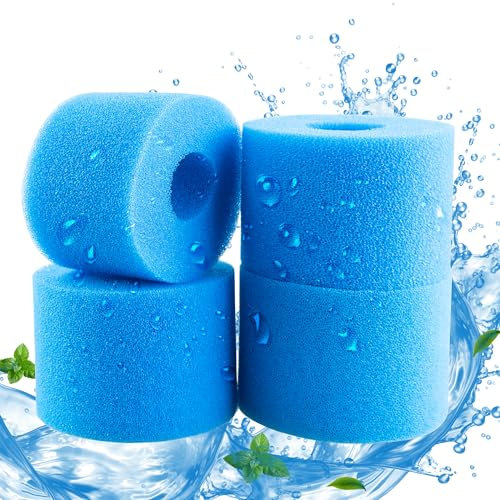 Filtre de Piscine en Mousse, Éponge Filtrante Type S1, Cartouche Filtrante RéUtilisable, Cartouche Filtres de Piscine en Mousse RéUtilisable et Lavable pour piscines, Jardin Extérieur (4 pièces)