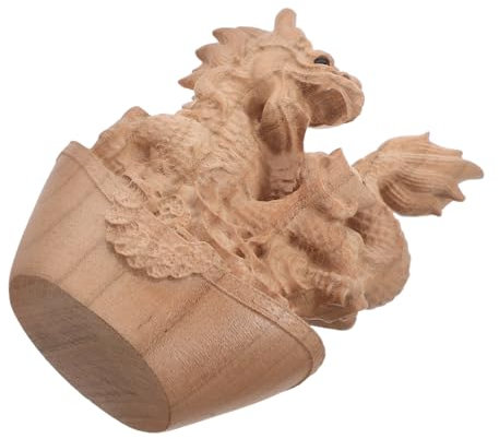Artibetter Holz Drachenfigur Geschnitzte Miniatur Statue Ornament Für Schreibtisch Deko Drachenfigur Aus Holz Drachenstatue Aus Holzschnitzerei