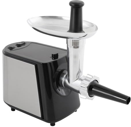 Fleischwolf Elektrisch 350W, 800W Spitzenleistung – Edelstahl Fleischwolf mit 3 Mahlplatten (3, 5, 7 mm), Rückwärtslauf & Überhitzungsschutz – Ideal für Hackfleisch, Würstchen, Frikadellen – Leicht zu