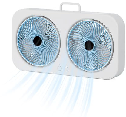 Doiyislem Schreibtischventilator,Luftkühler Mit Doppelkopf-Design & Tragbar - USB-Aufladbarer Leiser Ventilator Mit Aufhängefunktion Für Camping, Reisen, Zelt, Büro, Fitnessraum & Kinderzimmer