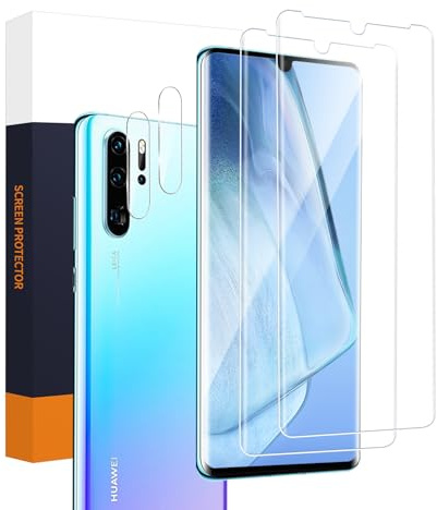 Carantee 2+2 Pack Verre trempé pour Huawei P30 Pro, Couverture 3D Transparent Vitre Protection, Dureté 9H Anti Rayures, Sans Bulle, Tactile sensible, HD Huawei P30 Pro Protection écran+Film d'objectif