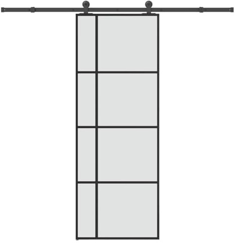 Porte coulissante avec ferrure, 76 x 205 cm, verre ESG et aluminium, solution peu encombrante avec matériau durable et cadre stable, système de glissement silencieux pour l'intimité et moderne