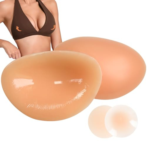 POMAMZ Sticky Silicone Bra Inserts for Bikini, 1 Pair, A-C Cup | Hypoallergenic chicken fillet pads gently push up cleavage under backless dresses with seamless, invisible, reusable hold